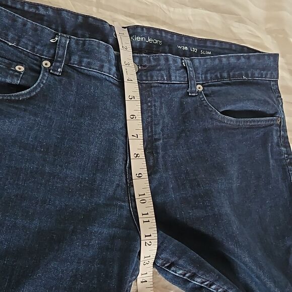 Calvin Klein Men Slim Fit Jeans 38×32 Dark Blue Washed - Picture 10 of 16